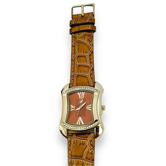 Watch Womens Designer Watch BURGI Rhinestone Brown Leather Wristwatch - Picture 5 of 16